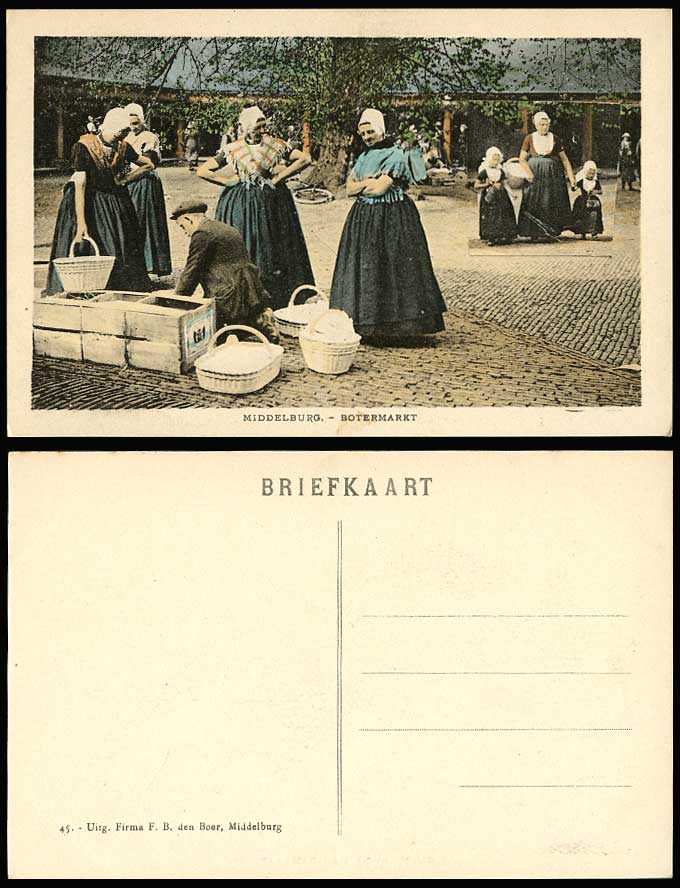 MIDDELBURG Botermarkt Butter Market Dutch Women Girl Butter Seller Old Postcard