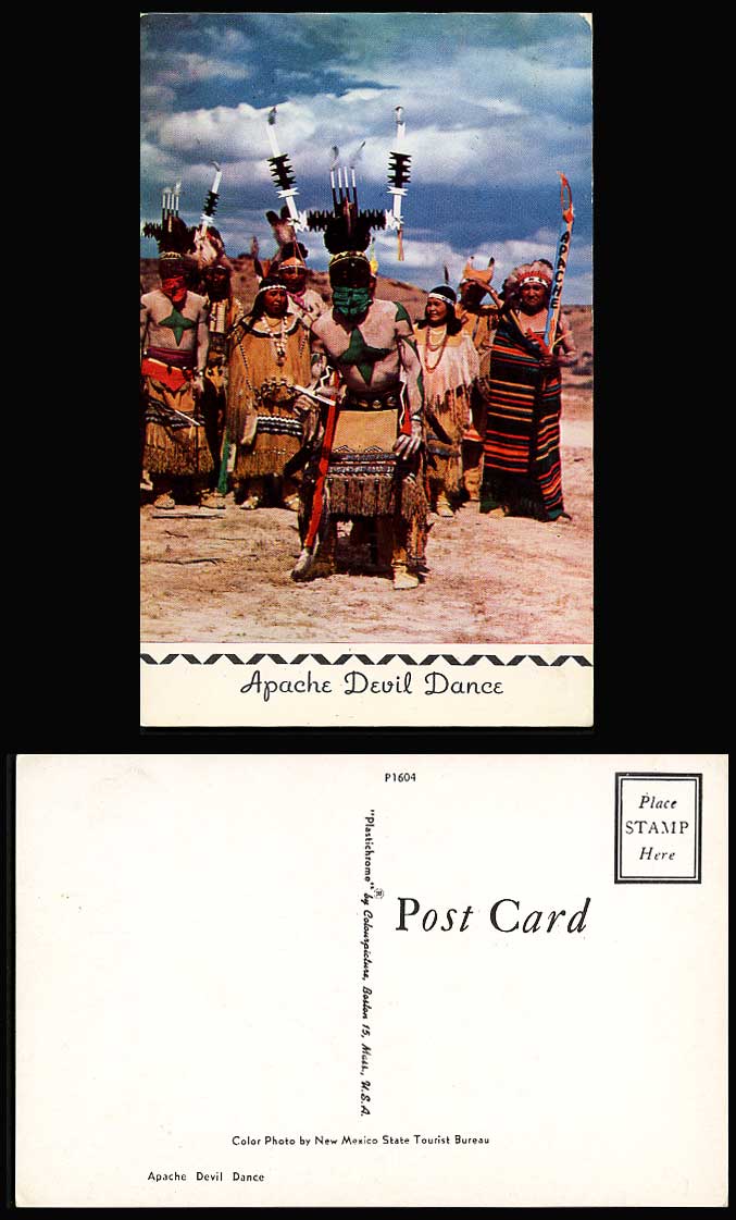 Apache Devil Dance Dancers American Red Indian Indian Men and Women Old Postcard