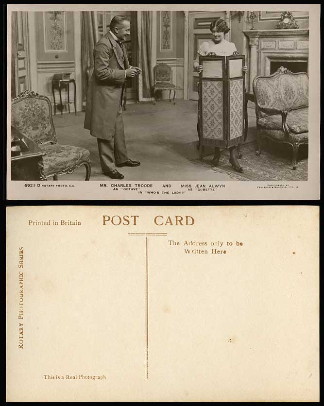 Actor Charles Troode & Actress Jean Alwyn in Who's the Lady? Screen Old Postcard