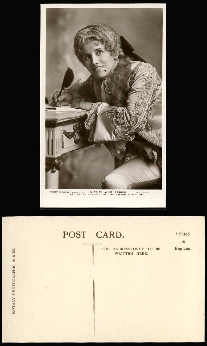 Actress Miss ELLALINE TERRISS, Duc de Richelieu Dashing Little Duke Old Postcard