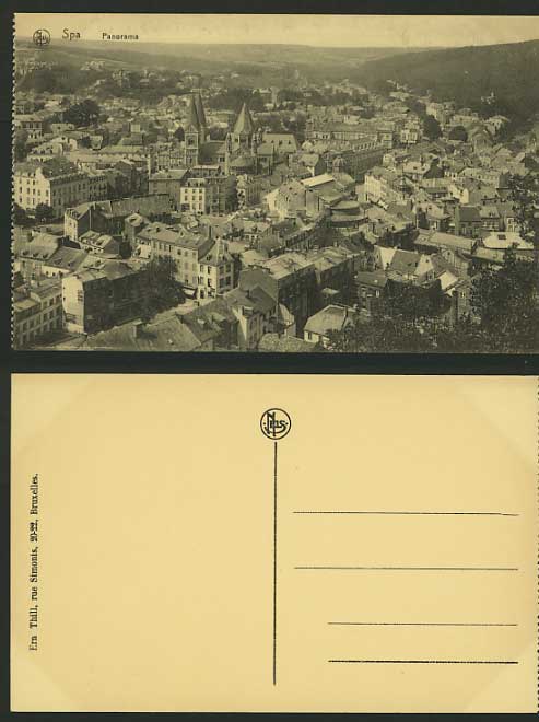 Belgium Old NELS Postcard SPA City Panorama Aerial View