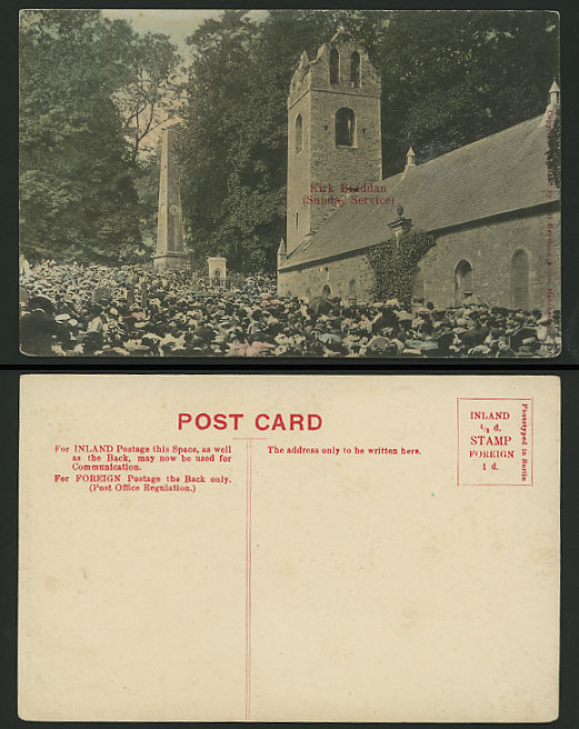 Isle of Man Old Postcard KIRK BRADDEN - Sunday Service