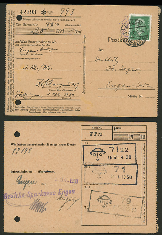 Germany 1930 PAUL VON HINDENBURG Card ENGEN BADEN 5pf