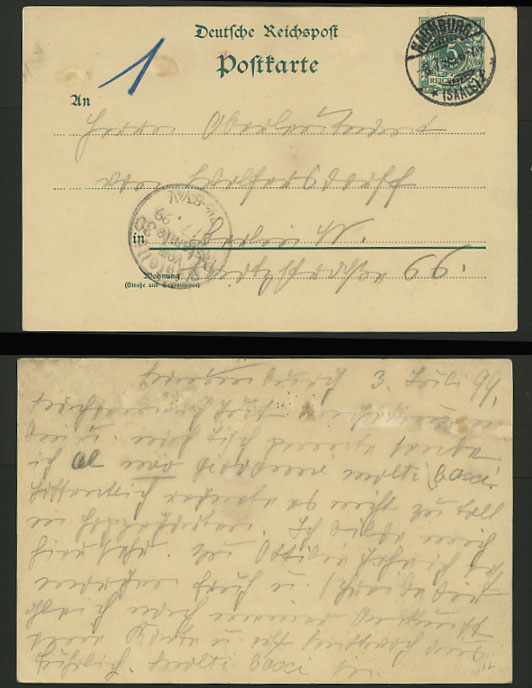 Germany 1899 Postal Stationery Card NAUMBURG - BERLIN