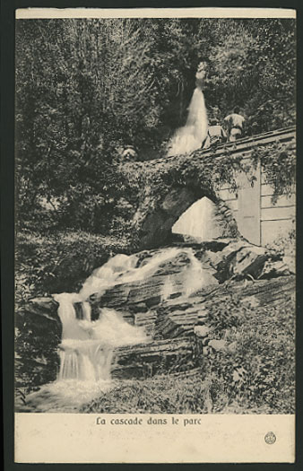 Italy Old Postcard Bridge Waterfall Cascade in the Park