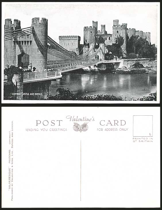 Caernarfonshire Old Postcard - CONWAY CASTLE and BRIDGE
