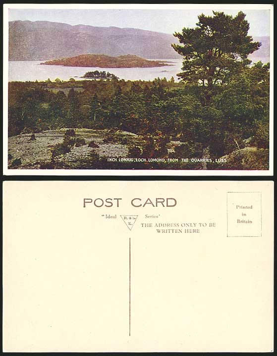 INCH LONAIG Loch Lomond from Quarries LUSS Old Postcard