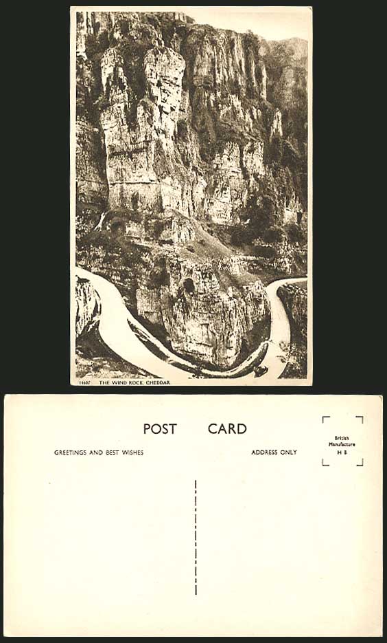 Somerset Old Postcard - CHEDDAR - The Wind Rock & Road