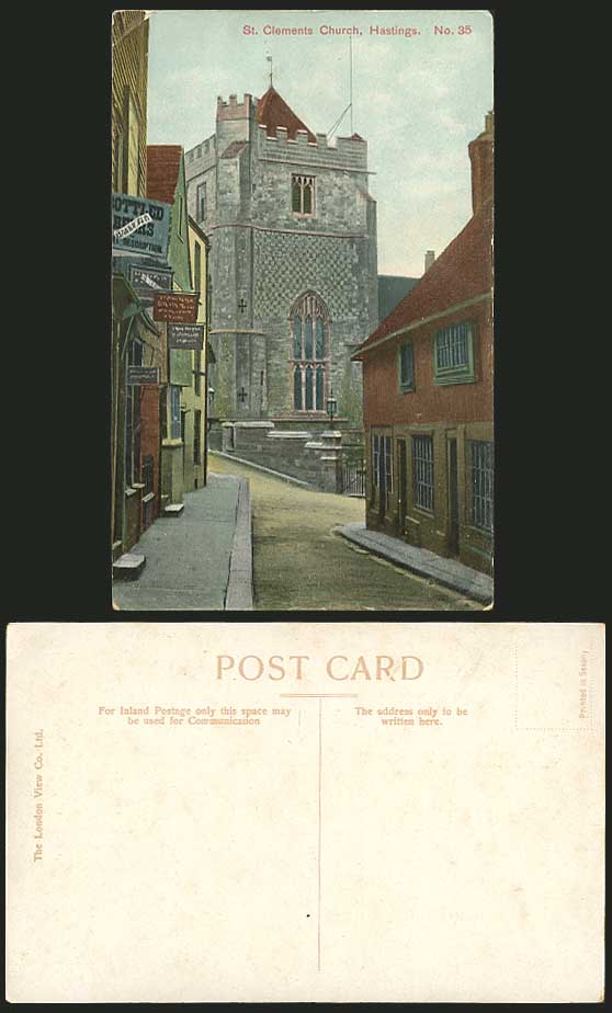 Hastings Old Postcard St. Clements Church Street Scene