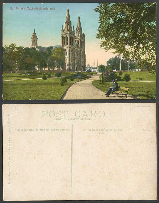 South Australia Old Colour Postcard Adelaide St. Peter's Cathedral Church Garden