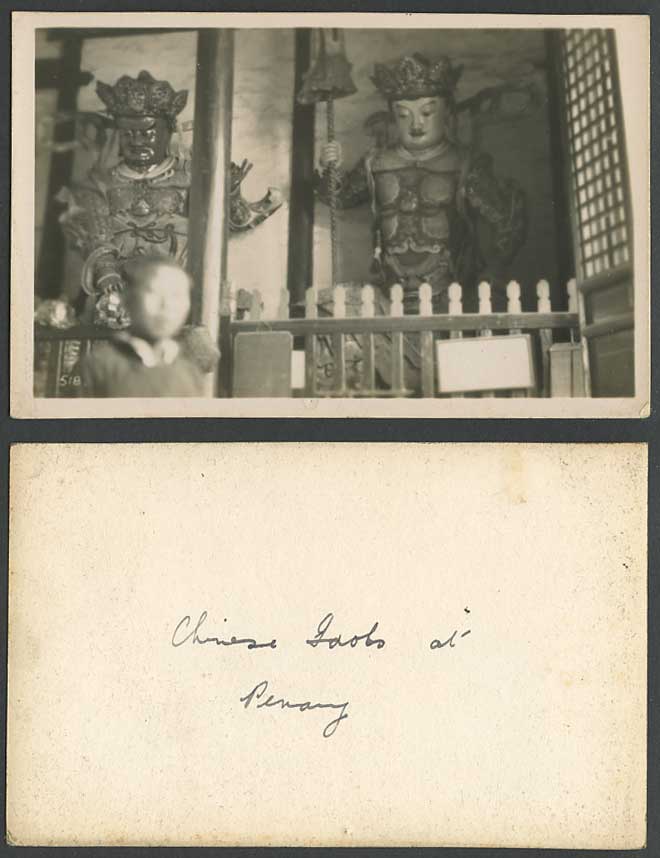 Penang Old Real Photo Postcard Chinese Temple Gods Deities Statues Malaya Malay