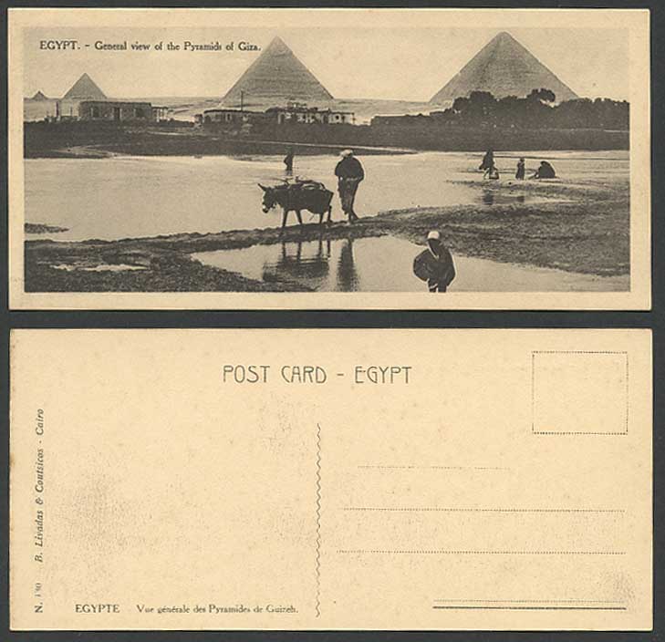 Egypt Old Postcard PYRAMIDS GIZA Donkey Village Pyramides Guizeh, Bookmark Style