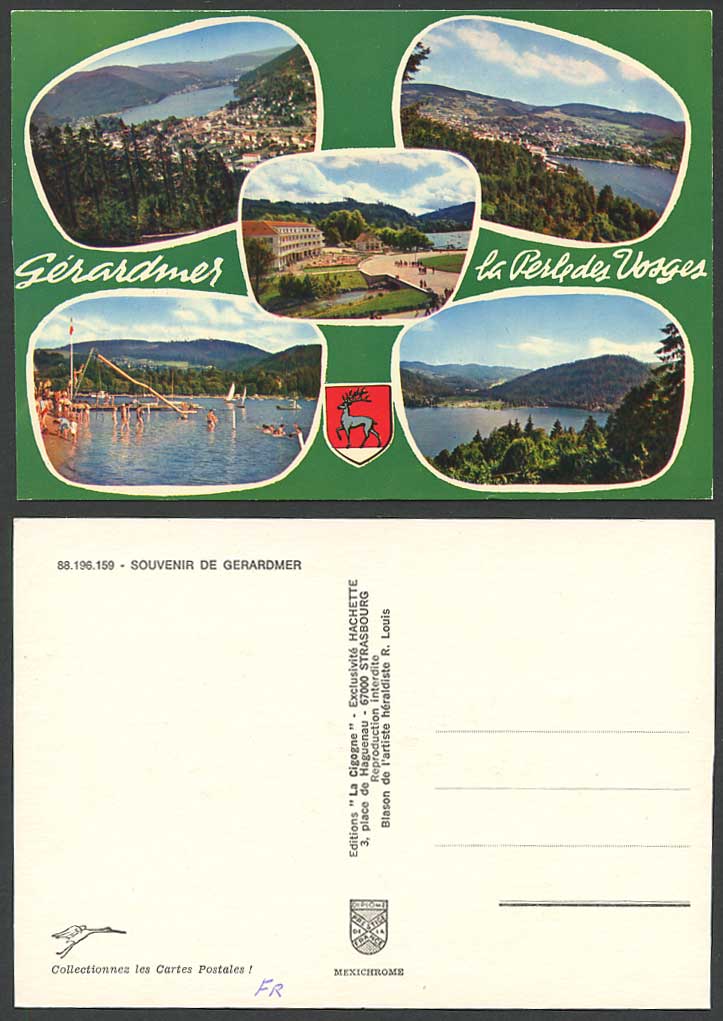 France GERARDMER Postcard Perle des Vosges Lake or River Mountains Bathers Boats