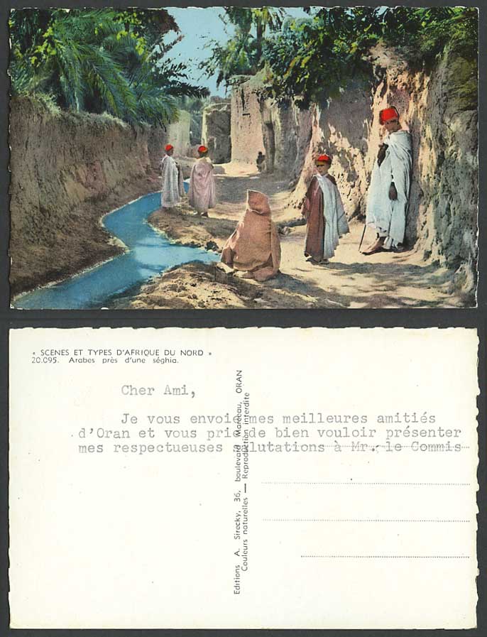 North Africa, Arabes pres d'une Seghia, Arabs Men Boys River Stream Old Postcard