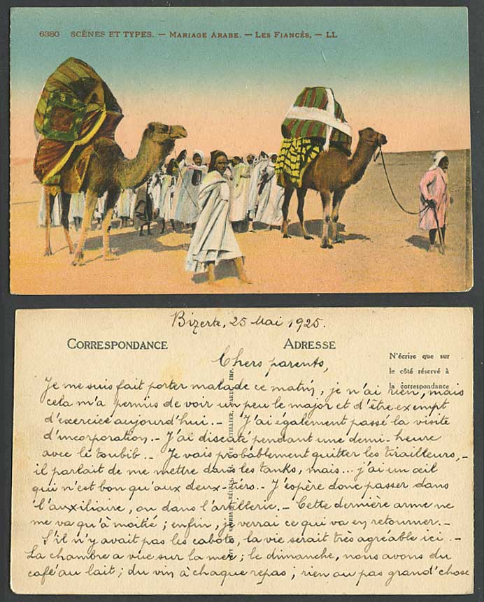 Arab Marriage Camels Mariage Arabe Les Fiances North Africa 1925 Old Postcard LL