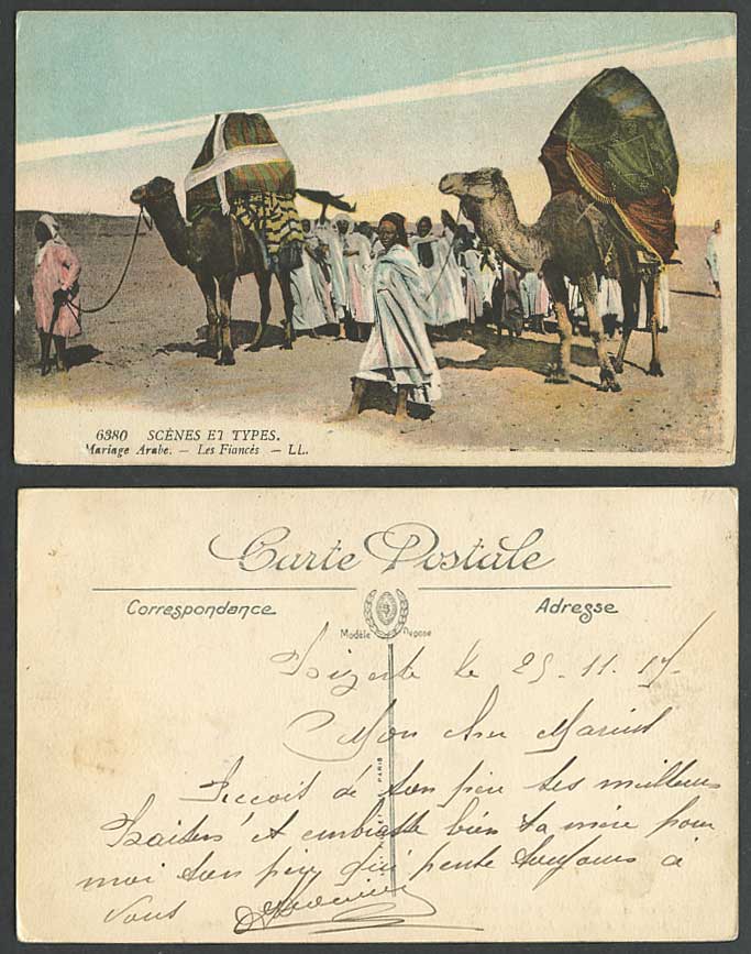 Arab Marriage Camels Mariage Arabe Les Fiances Bonding, Africa 1914 Old Postcard