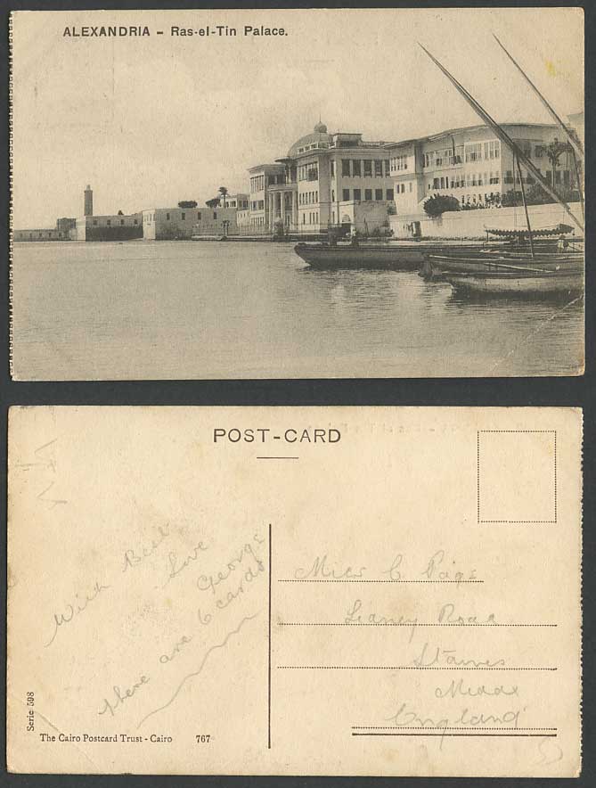 Egypt Old Postcard Alexandria Ras-el-Tin Palace Alexandrie Palais Lighthouse 598