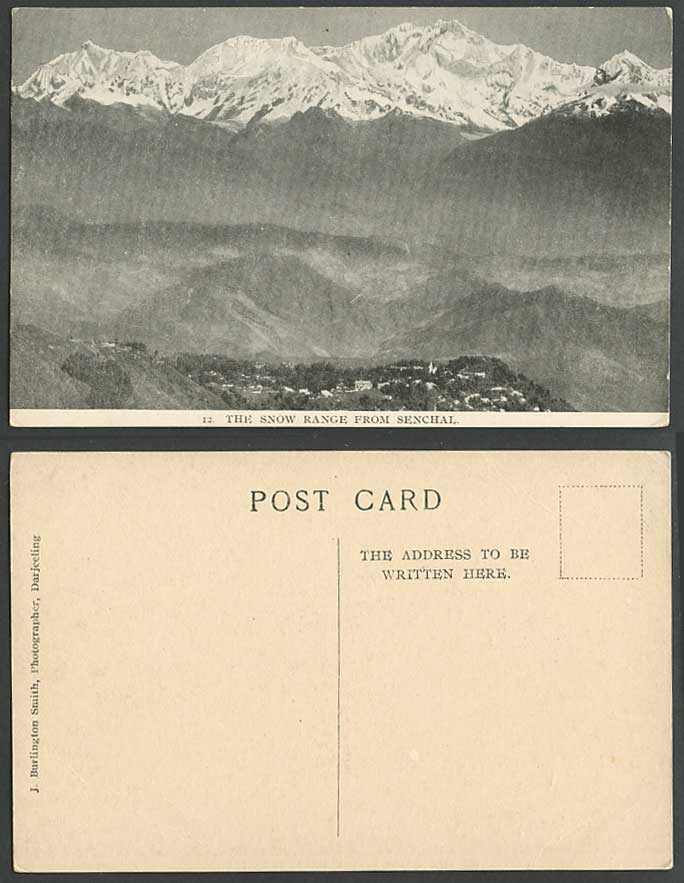 India Old Postcard DARJEELING Snow Range from SENCHAL Snowy Mountains Peaks N.12