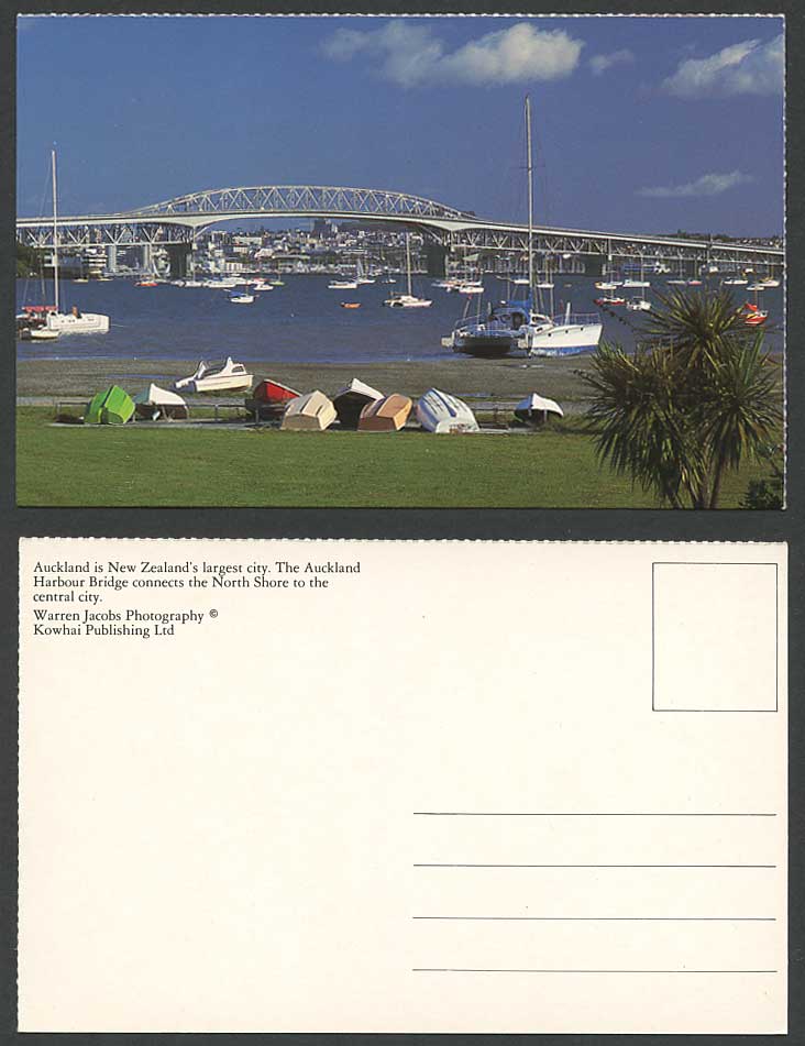 New Zealand 1977 Postcard Auckland, Harbour Bridge to Central City, Boats Yachts