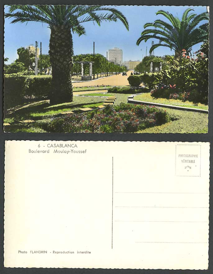Morocco Casablanca Old RP Postcard Boulevard Moulay-Youssef, Garden Street Scene