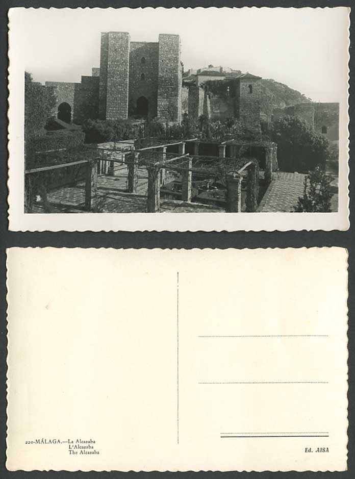 Spain Malaga Old Real Photo Postcard The Alcazaba Spanish Moorish Castle Ed Aisa