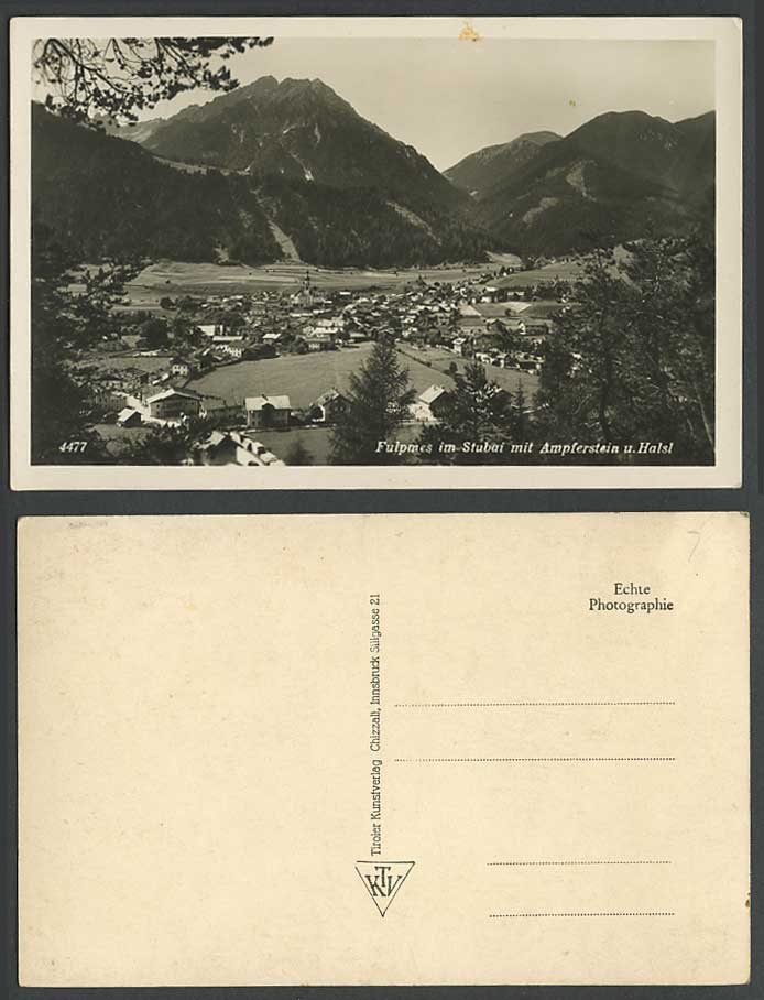 Austria Tyrol Old Real Photo Postcard Fulpmes im Stubai mit Ampferstein u. Halsl