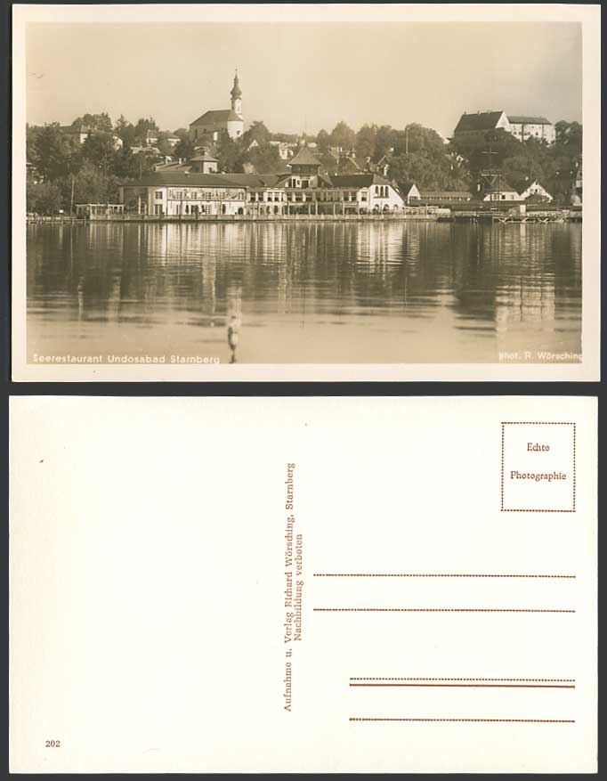 German Seerestaurant Undosabad Starnberg Lake Restaurant Old Real Photo Postcard