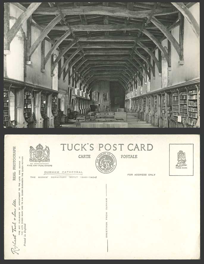 Durham Cathedral The Monks' Dormitory, Built 1398-1404 Old Tuck's Photo Postcard