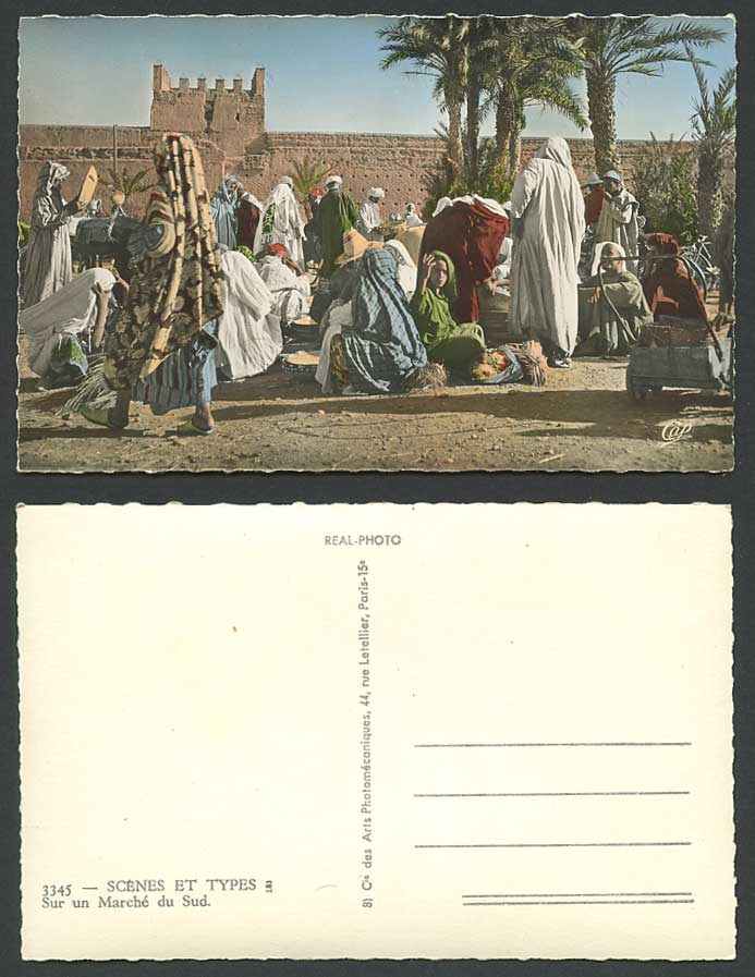 Morocco Old Color Postcard South Market Scene Sur un Marche du Sud Native Seller