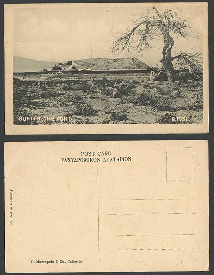 Pakistan Old Postcard THE FORT Fortress Tree QUETTA British Indian D. Macropolo