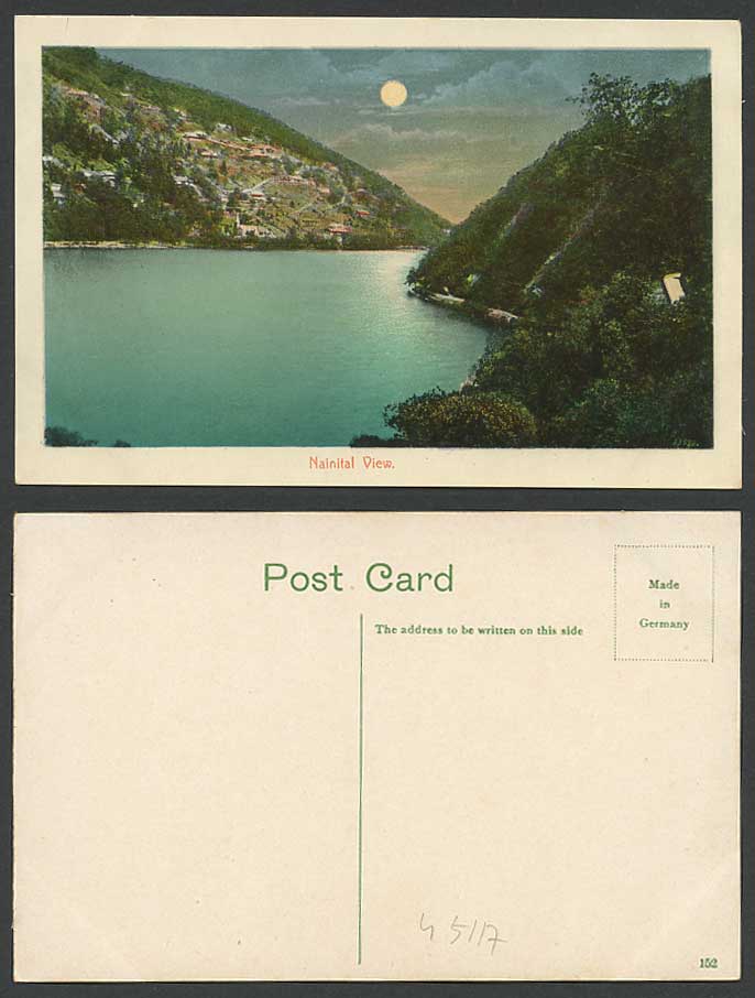 India Old Postcard MOON Moonlight on Lake Nainital Naini-Tal Naini Tal, by Night