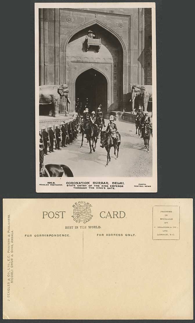 India State Entry King Emperor Kings Gate Coronation Durbar 1911 Old RP Postcard