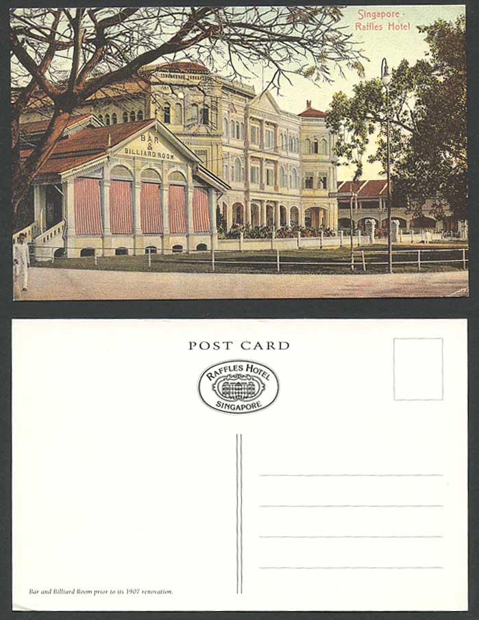 Singapore Repro Postcard Raffles Hotel Bar & Billiard Room prior 1907 Renovation
