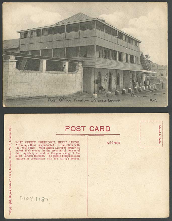Sierra Leone Old Postcard Freetown POST OFFICE Street Scene Savings Bank English