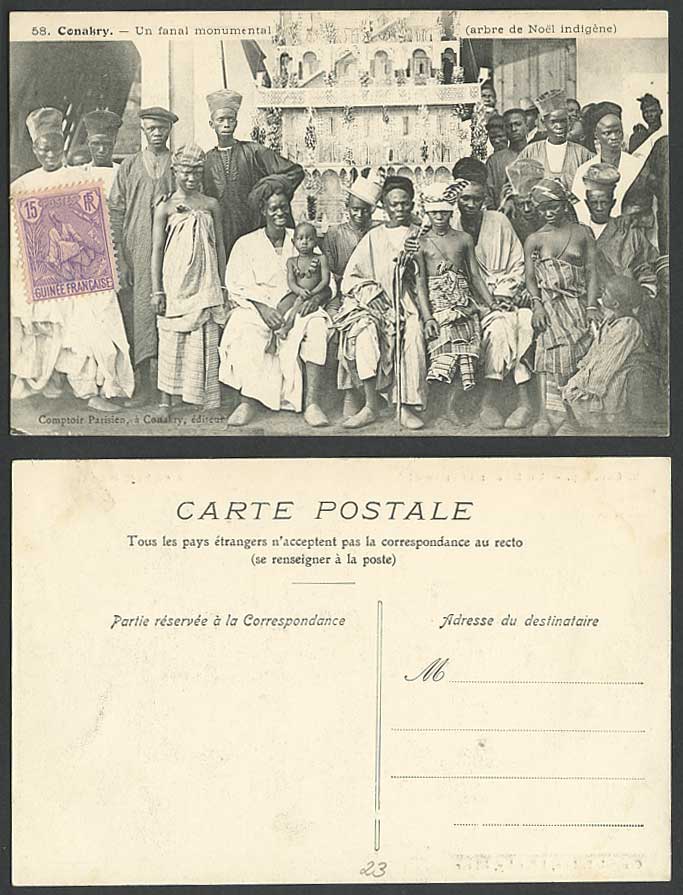 Guinea Guinee Old Postcard Conakry Women, Monumental Light Native Christmas Tree