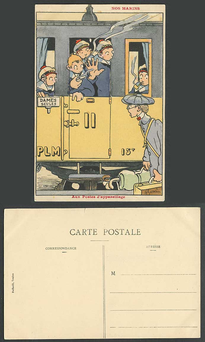 H Gervin Old Postcard Our Sailors Marines Ladies Only Train Rail Post Switchgear