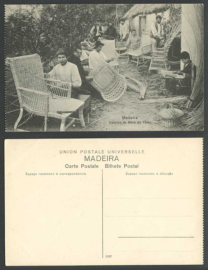 Portugal Old Postcard MADEIRA Worker Making Wicker Chair Fabrico de Obra de Vime