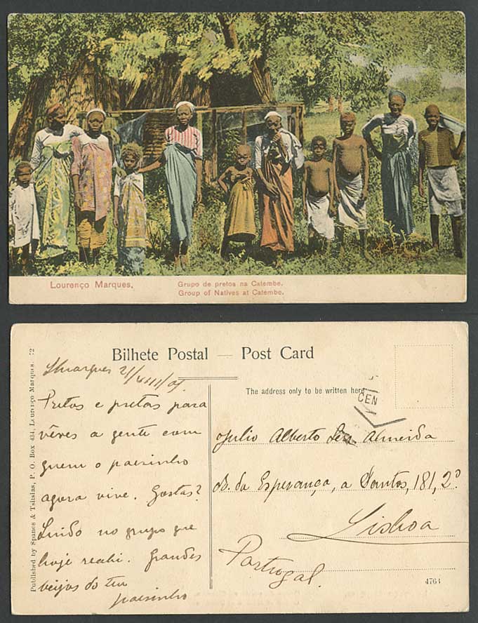 Lourenco Marques Natives at Catembe, Mozambique 1901 Old Postcard Women Children