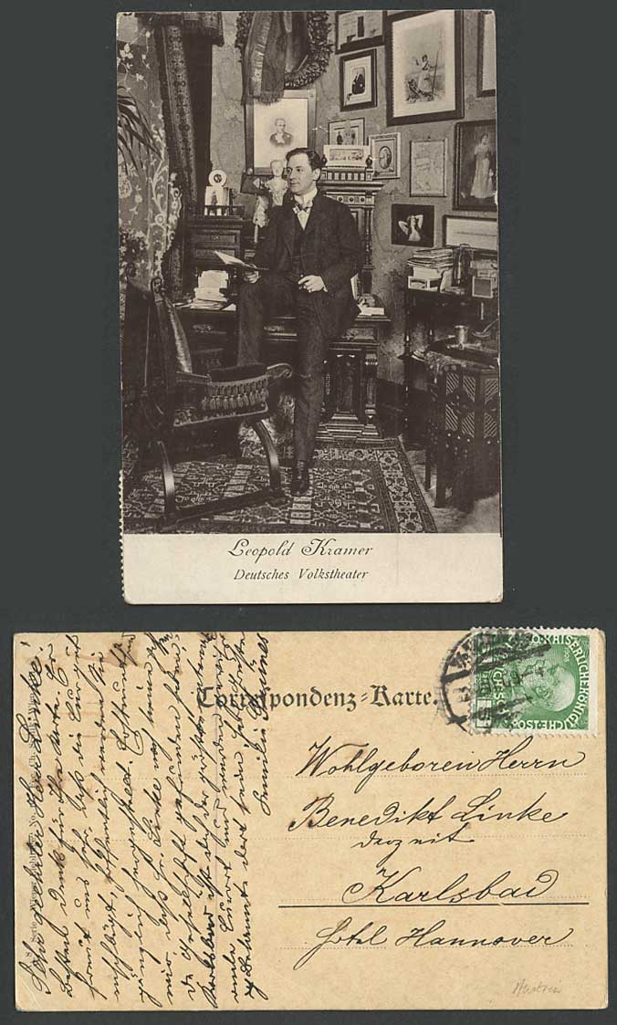 Leopold Kramer Deutsches Volkstheater Austria stage Film Actor 1909 Old Postcard