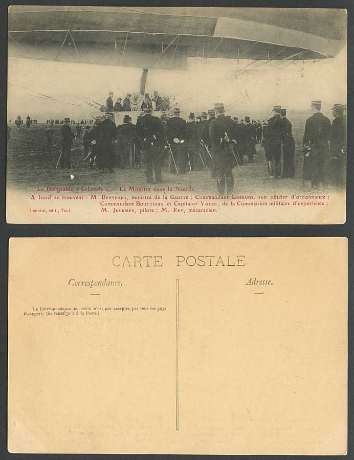 Airship Lebaudy Berteaux Minister of War & Gossard Zeppelin Balloon Old Postcard