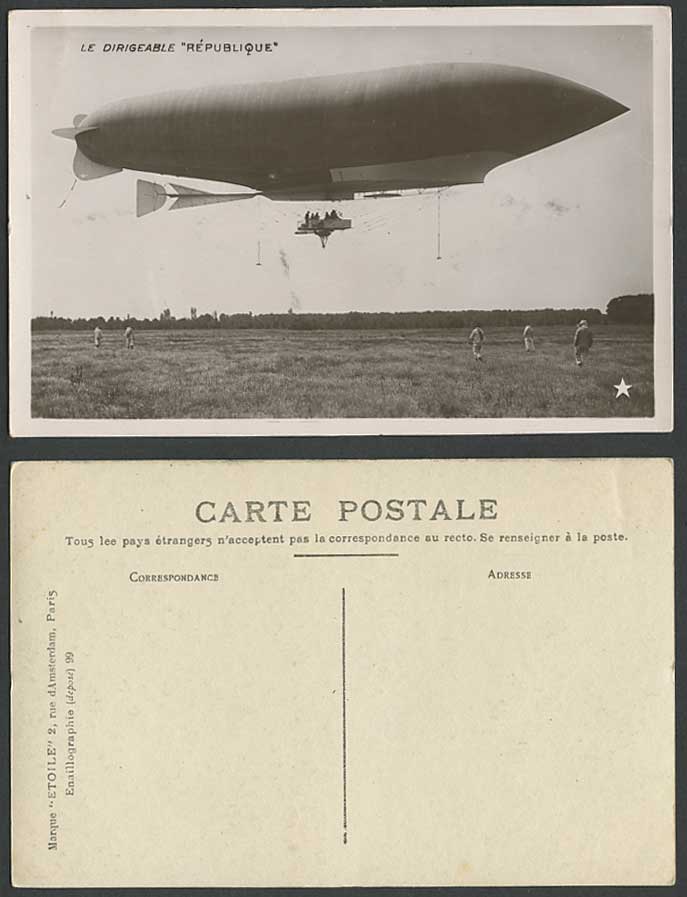 Le Dirigeable Republique Airship French ZEPPELIN Balloon Old Real Photo Postcard