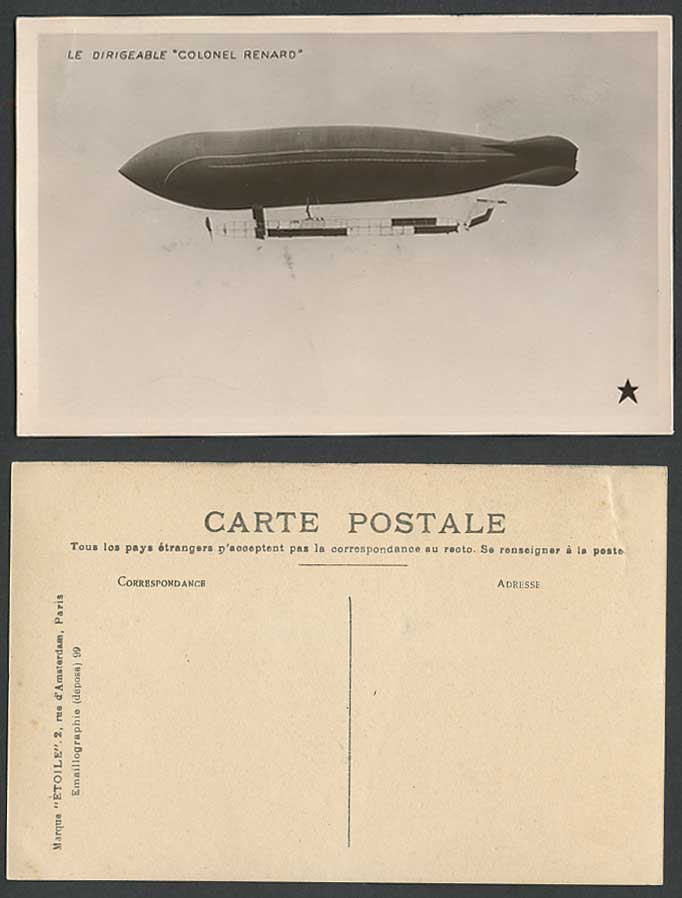 Le Dirigeable, Colonel Benard, Balloon Airship ZEPPELIN Old Real Photo Postcard