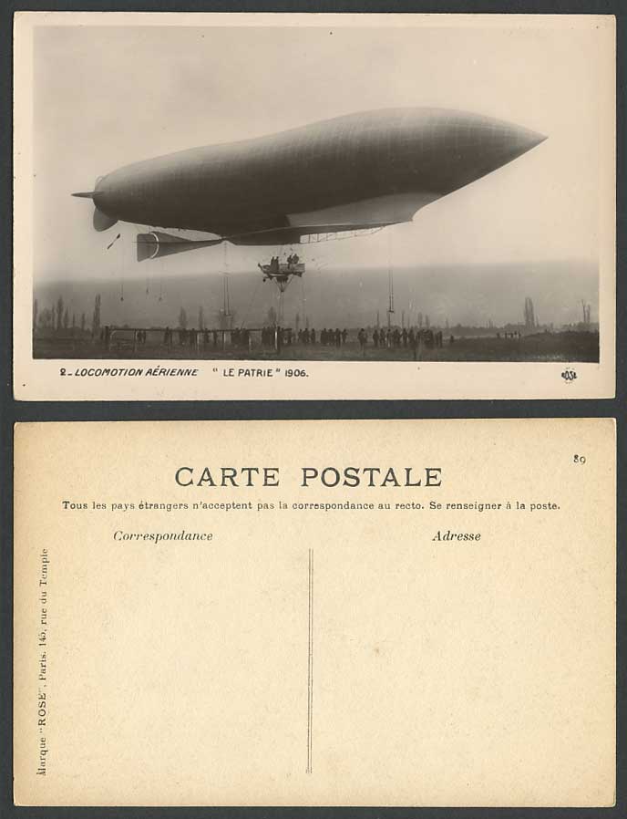 Aerial Locomotion Le Patrie Airship French ZEPPELIN 1906 Old Real Photo Postcard