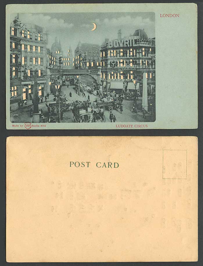 Hold To The Light, London, Ludgate Circus Street Scene Bridge Night Old Postcard