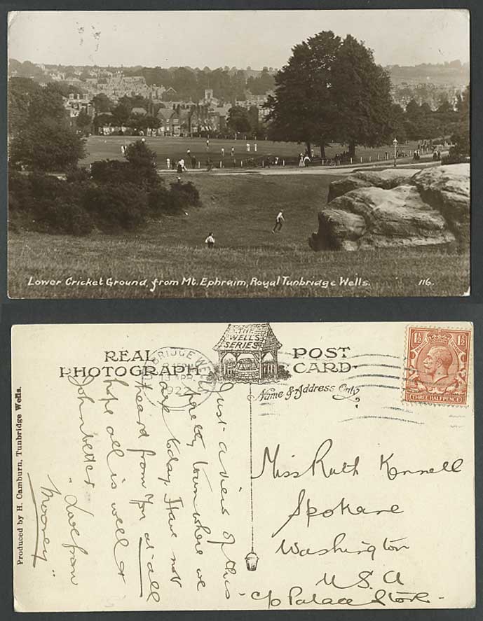 Royal Tunbridge Wells Lower Cricket Ground - Mt. Ephraim Old Real Photo Postcard