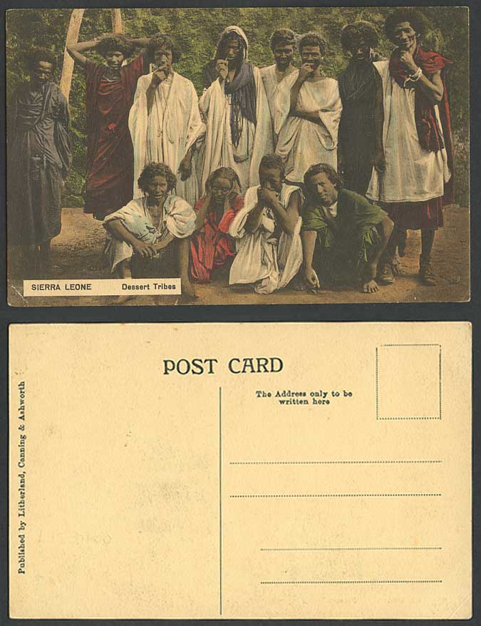 Sierra Leone Old Hand Tinted Postcard Desert Tribes, Native Black African Group