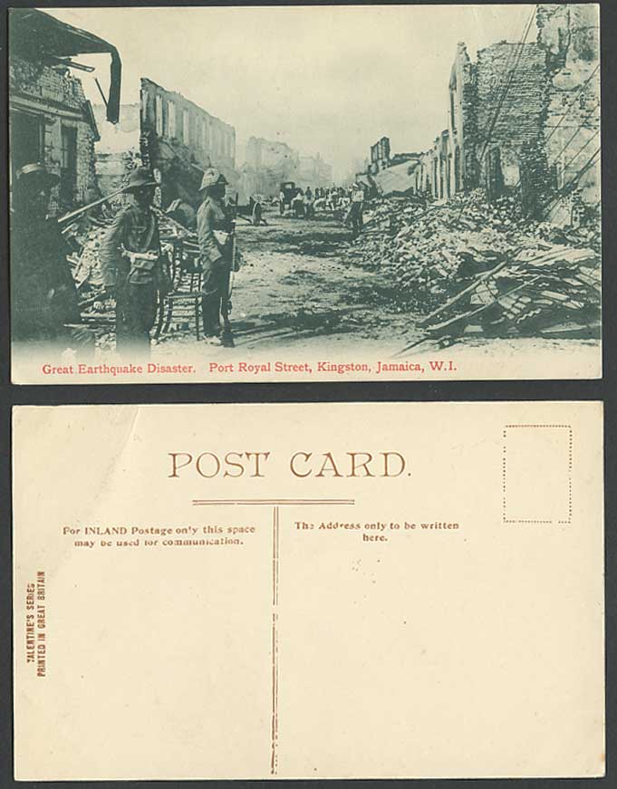 Jamaica Great Earthquake Disaster Port Royal Street, Kingston 1907 Old Postcard