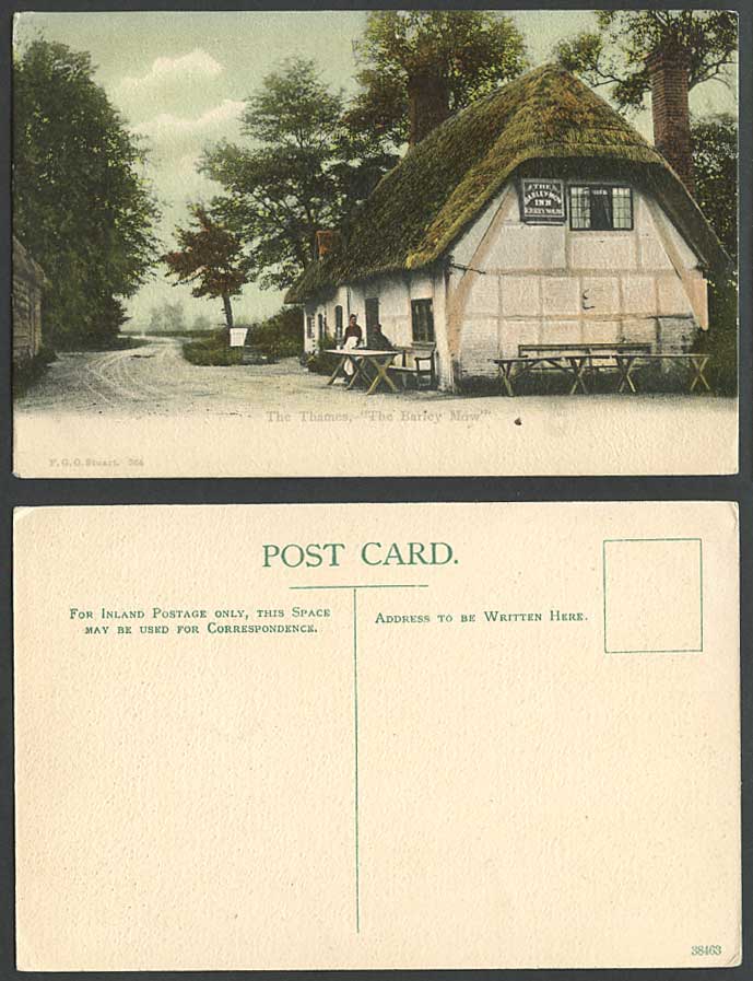 Barley Mow Inn The Thames Thatched Cottage R Breynolds Street Scene Old Postcard