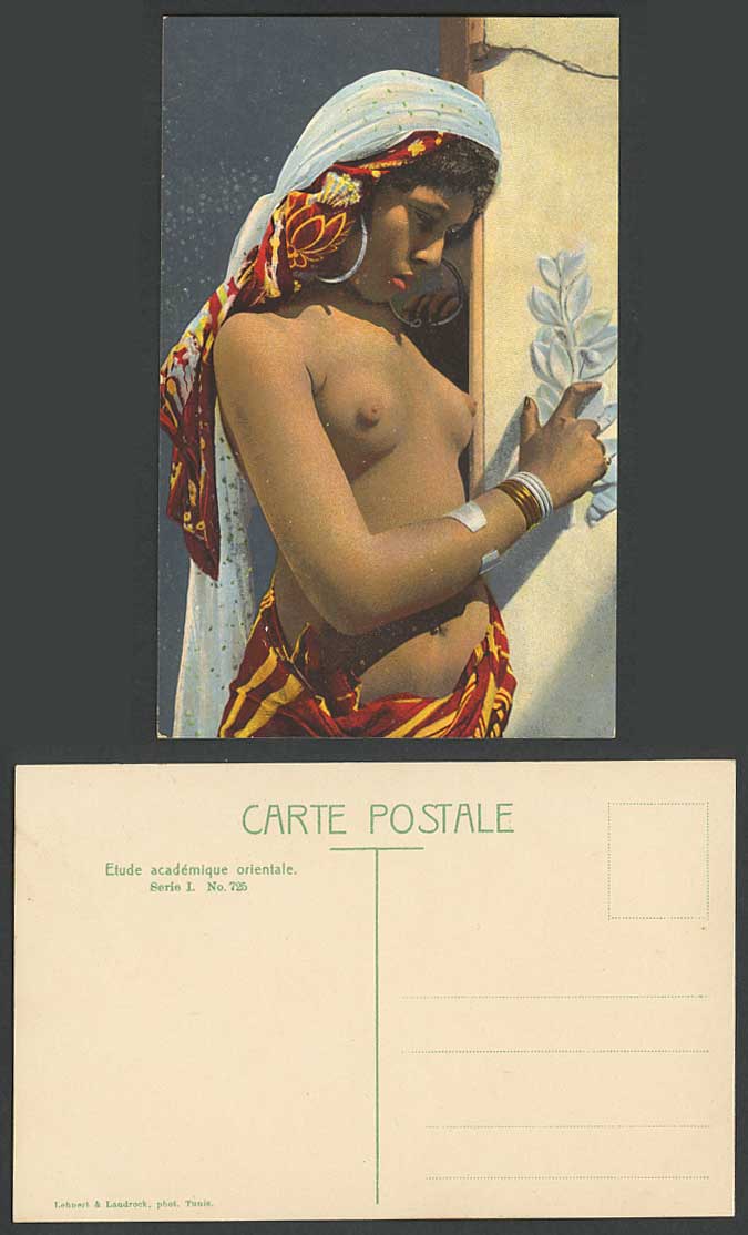 Tunisia Old Postcard Native Arab Woman Girl, Silk Headscarf, Africa Ethnic Life