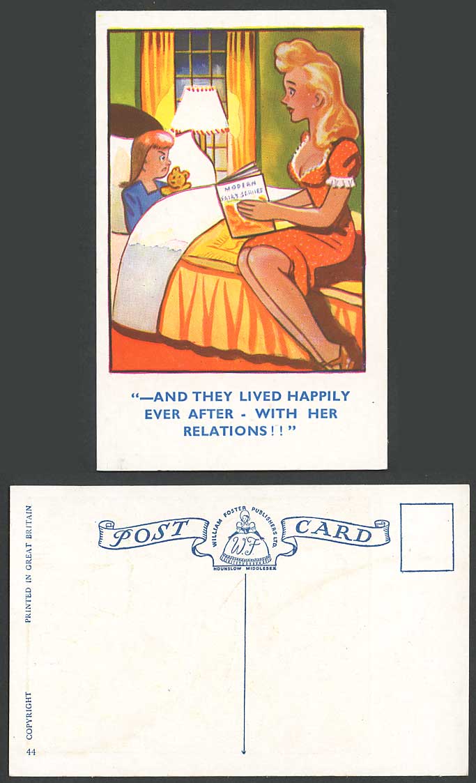 Teddy Bear And They Lived Happily Ever After With her Relations Old Postcard 44